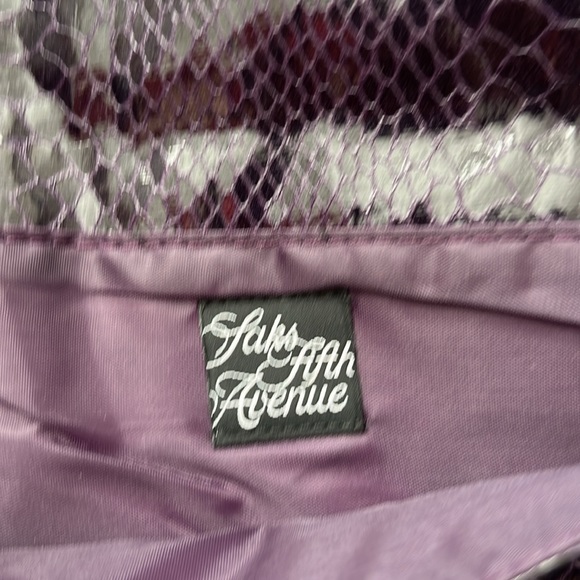 Saks Fifth Ave Snake Python Fold Over Clutch - Picture 4 of 6